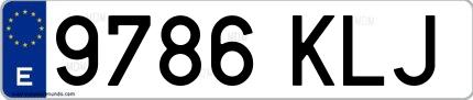 Ejemplo de matrícula española 9786 KLJ