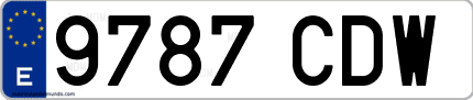 Ejemplo de matrícula de coche ordinaria 9787 CDW