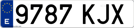 Ejemplo de matrícula de coche ordinaria 9787 KJX