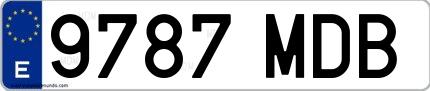 Ejemplo de matrícula española 9787 MDB