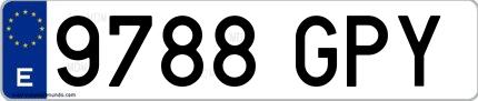 Ejemplo de matrícula española 9788 GPY