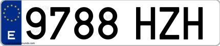 Ejemplo de matrícula española 9788 HZH