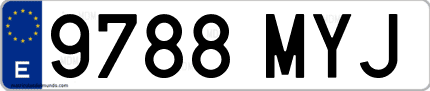 Ejemplo de matrícula de coche ordinaria 9788 MYJ