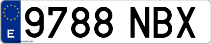 Ejemplo de matrícula de coche ordinaria 9788 NBX