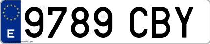 Ejemplo de matrícula española 9789 CBY