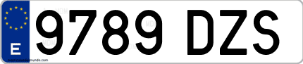 Ejemplo de matrícula de coche ordinaria 9789 DZS