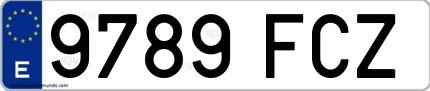 Ejemplo de matrícula española 9789 FCZ