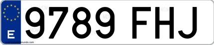 Ejemplo de matrícula española 9789 FHJ