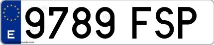 Ejemplo de matrícula española 9789 FSP