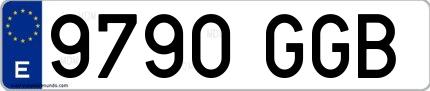 Ejemplo de matrícula española 9790 GGB