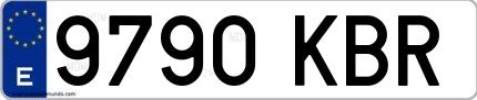 Ejemplo de matrícula española 9790 KBR