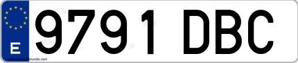 Ejemplo de matrícula española 9791 DBC