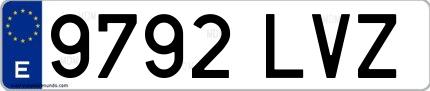 Ejemplo de matrícula española 9792 LVZ