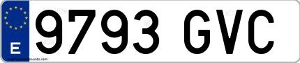 Ejemplo de matrícula española 9793 GVC