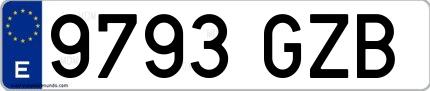 Ejemplo de matrícula española 9793 GZB
