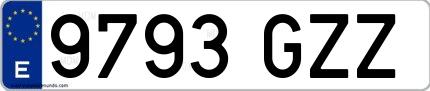 Ejemplo de matrícula española 9793 GZZ