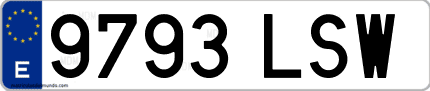 Ejemplo de matrícula de coche ordinaria 9793 LSW