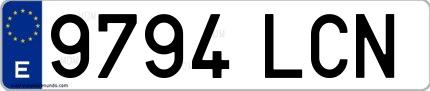 Ejemplo de matrícula española 9794 LCN