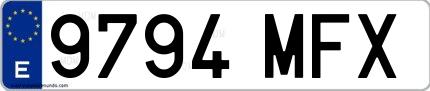 Ejemplo de matrícula española 9794 MFX