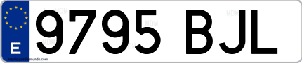Ejemplo de matrícula de coche ordinaria 9795 BJL