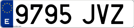 Ejemplo de matrícula de coche ordinaria 9795 JVZ