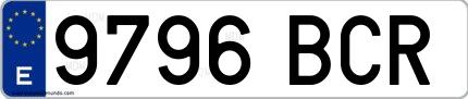 Ejemplo de matrícula española 9796 BCR