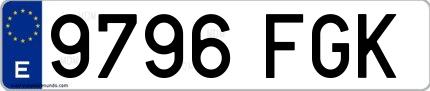 Ejemplo de matrícula española 9796 FGK