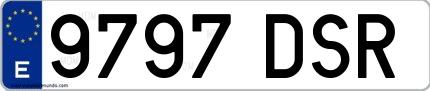 Ejemplo de matrícula española 9797 DSR