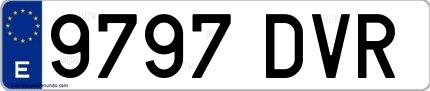 Ejemplo de matrícula española 9797 DVR