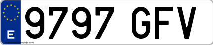 Ejemplo de matrícula de coche ordinaria 9797 GFV