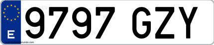 Ejemplo de matrícula española 9797 GZY