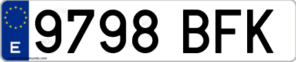 Ejemplo de matrícula de coche ordinaria 9798 BFK