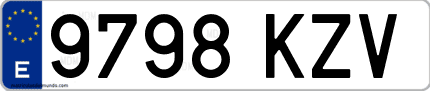 Ejemplo de matrícula de coche ordinaria 9798 KZV