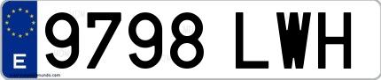 Ejemplo de matrícula española 9798 LWH