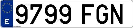 Ejemplo de matrícula española 9799 FGN