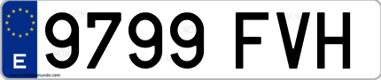 Ejemplo de matrícula de coche ordinaria 9799 FVH