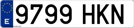 Ejemplo de matrícula española 9799 HKN