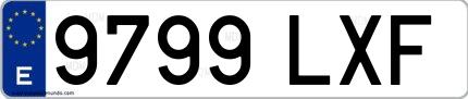 Ejemplo de matrícula española 9799 LXF