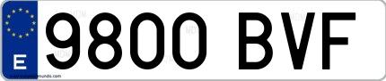 Ejemplo de matrícula española 9800 BVF