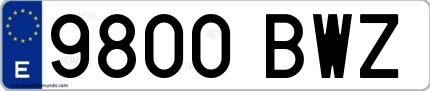 Ejemplo de matrícula española 9800 BWZ