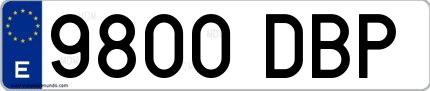 Ejemplo de matrícula española 9800 DBP