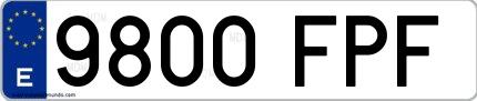 Ejemplo de matrícula española 9800 FPF