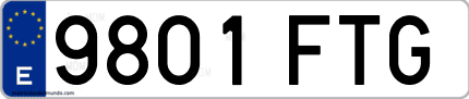 Ejemplo de matrícula de coche ordinaria 9801 FTG
