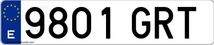 Ejemplo de matrícula española 9801 GRT