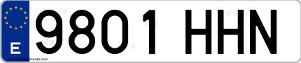 Ejemplo de matrícula de coche ordinaria 9801 HHN