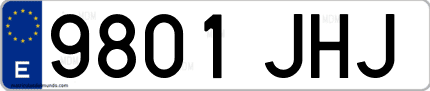 Ejemplo de matrícula de coche ordinaria 9801 JHJ