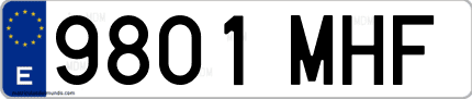 Ejemplo de matrícula de coche ordinaria 9801 MHF
