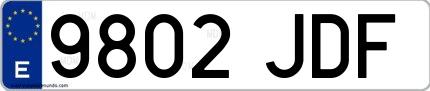 Ejemplo de matrícula española 9802 JDF