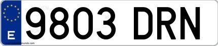Ejemplo de matrícula española 9803 DRN