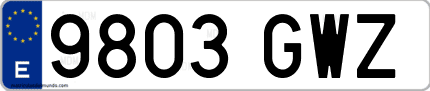Ejemplo de matrícula de coche ordinaria 9803 GWZ